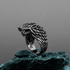 Viking Domineering Wolf Head Ring Men's Fashion Personality Creative Temperament Stainless Steel Ring Jewelry Gift