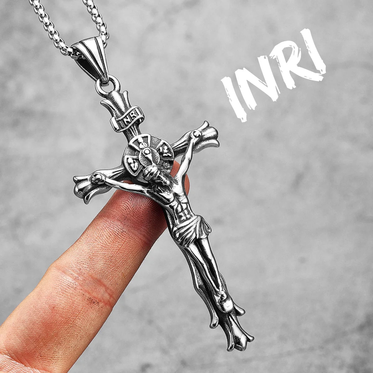 INRI Jesus Cross Pendant Necklace — Stainless Steel