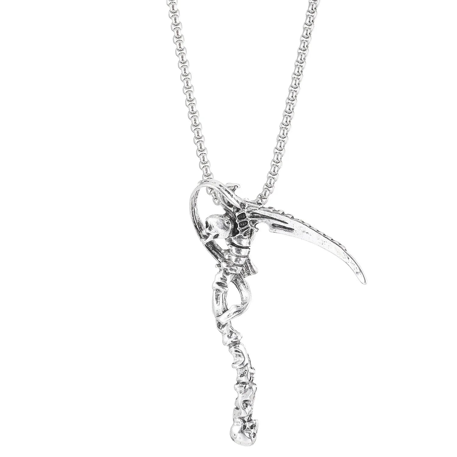 Gothic Death Scythe Pendant Skull Demon Ghost Pendant Necklace For Men Women Punk Motorcycle Rock Halloween Party Jewelry Gifts