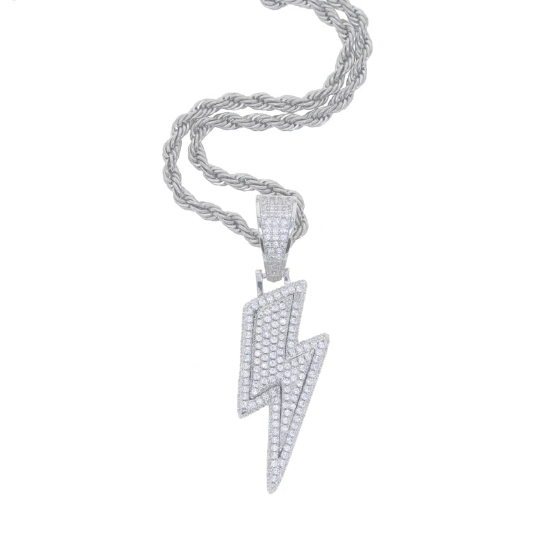 Iced Out Lightning Bolt Ring Cubic Zirconia — Two-Tone