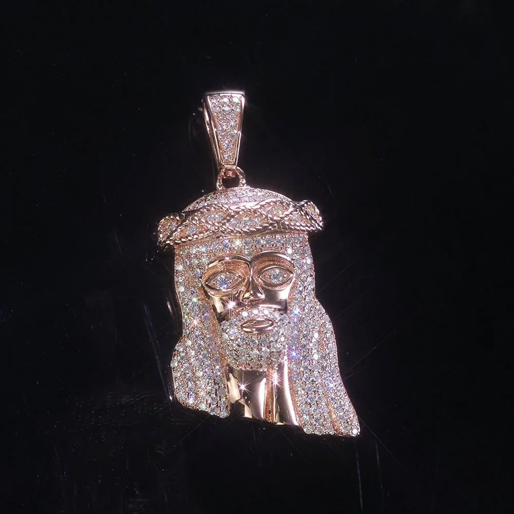 Rose Gold Jesus Head Pendant 925 Silver