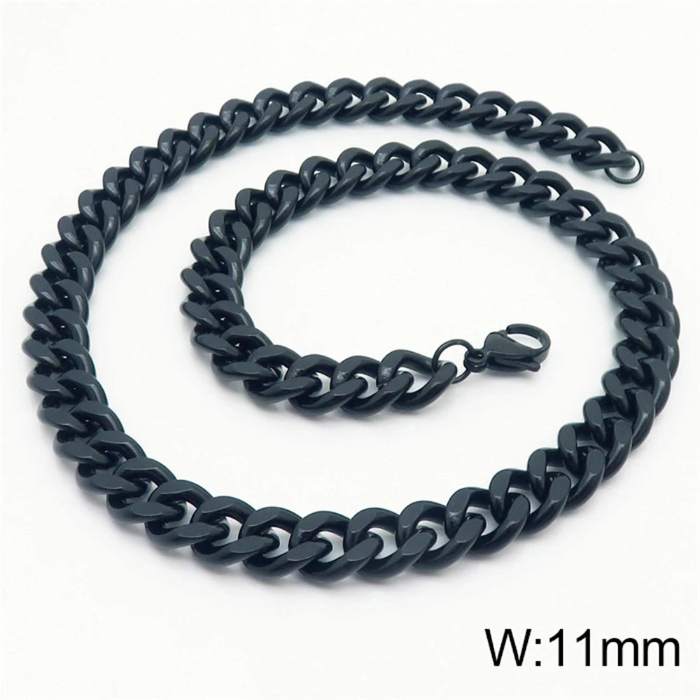 Punk Curb Cuban Link Chain Men Women Stainless Steel Long Necklace Fashion Tide Hip Hop Sweater Accessories Party Jewelry Gifts