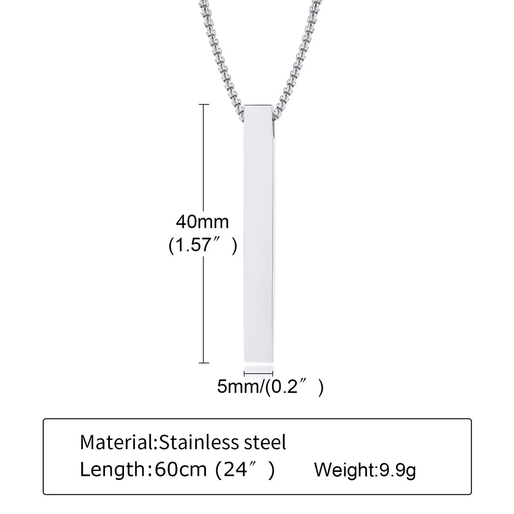 Pillar Bar Pendant Necklace — Stainless