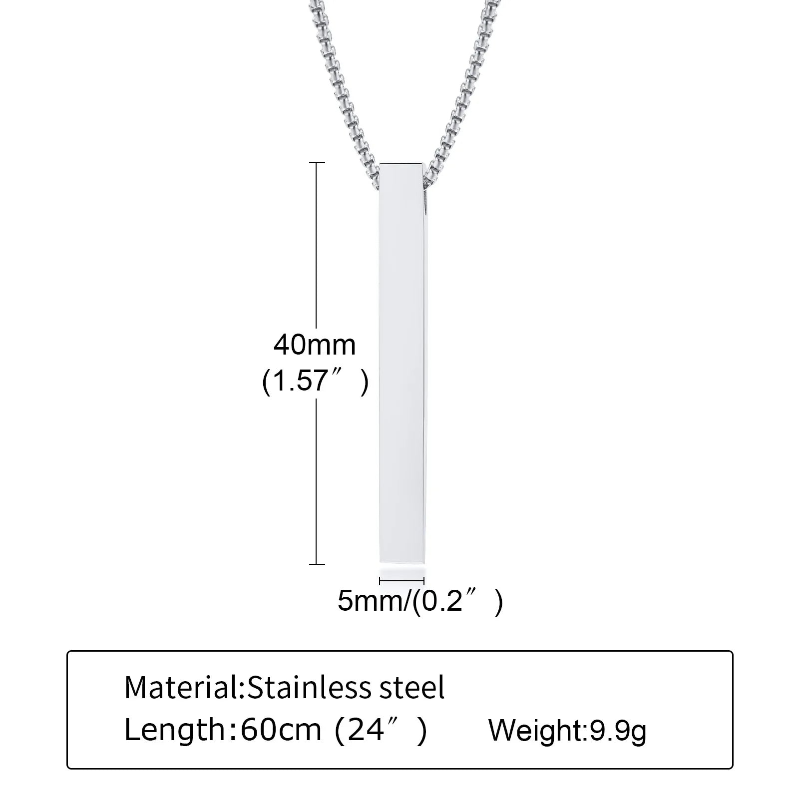Pillar Bar Pendant Necklace — Stainless