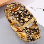 Punk Rock Man Bracelet Stainless Steel Wide Skull Head Link Chain Bracelets for Men Gothic Men's Bikers' Jewelry