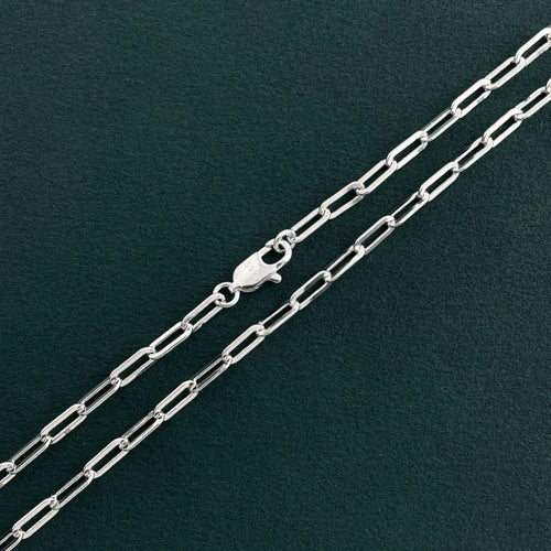 45-60cm 925 Sterling Silver 3mm Wide Paper Clip Necklace for Boys Girls Women Fine Jewelry Wedding Party