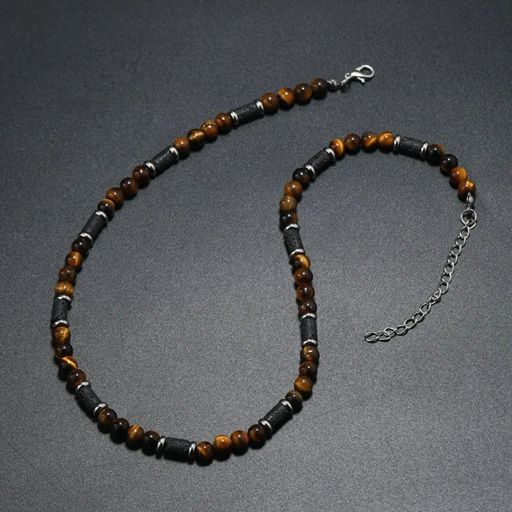 Bohemian Natural Stone Beaded Necklace, Minimalist Design