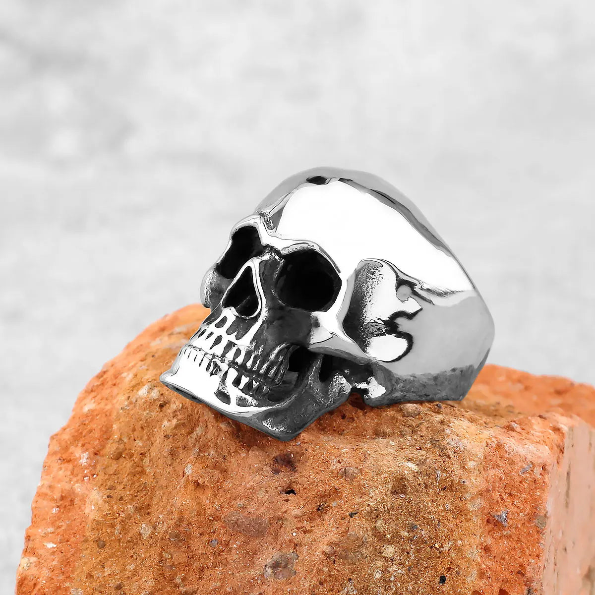High Polish Heavy Skull Ring — Two-Tone