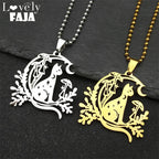 Star Cat Gold Pendant Lovely Moon Mushroom Animal