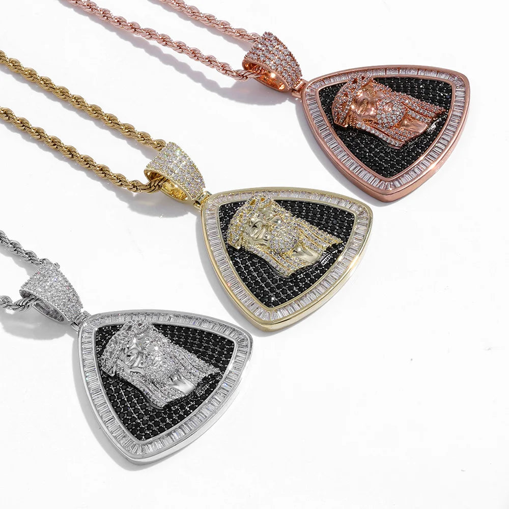 Iced Out Jesus Head Pendant Necklace CZ