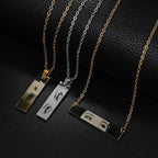 Letdiffery Custom Engraved Eyes Necklaces for Women Men Stainless Sreel Laser Carve Photo Names Square Pendant Jewelry