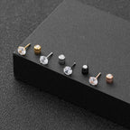 4 Prong CZ Zircon Stud Earrings — Cartilage Screw Back Piercing