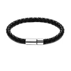 2PCS Brown Black Two Magnetic Fastening Leather Bracelets, Men's Bracelets, Men's Bracelets