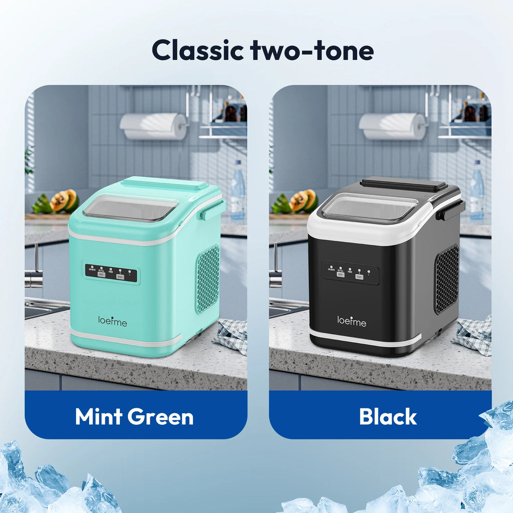 LOEFME 1.4L Ice Maker 12kg/24h Portable Ice Maker 6 Mins 9pcs Ice Cubes Self-Cleaning with Scoop for Home Cafes Camping