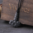 Fashion Valknut Viking Thor's Hammer Pendant Necklace With keel Chain As Men Gift with wooden box