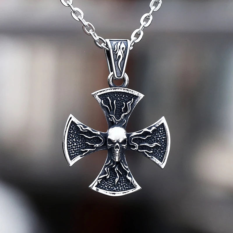 Three Wise Skulls Pendant — Stainless Steel