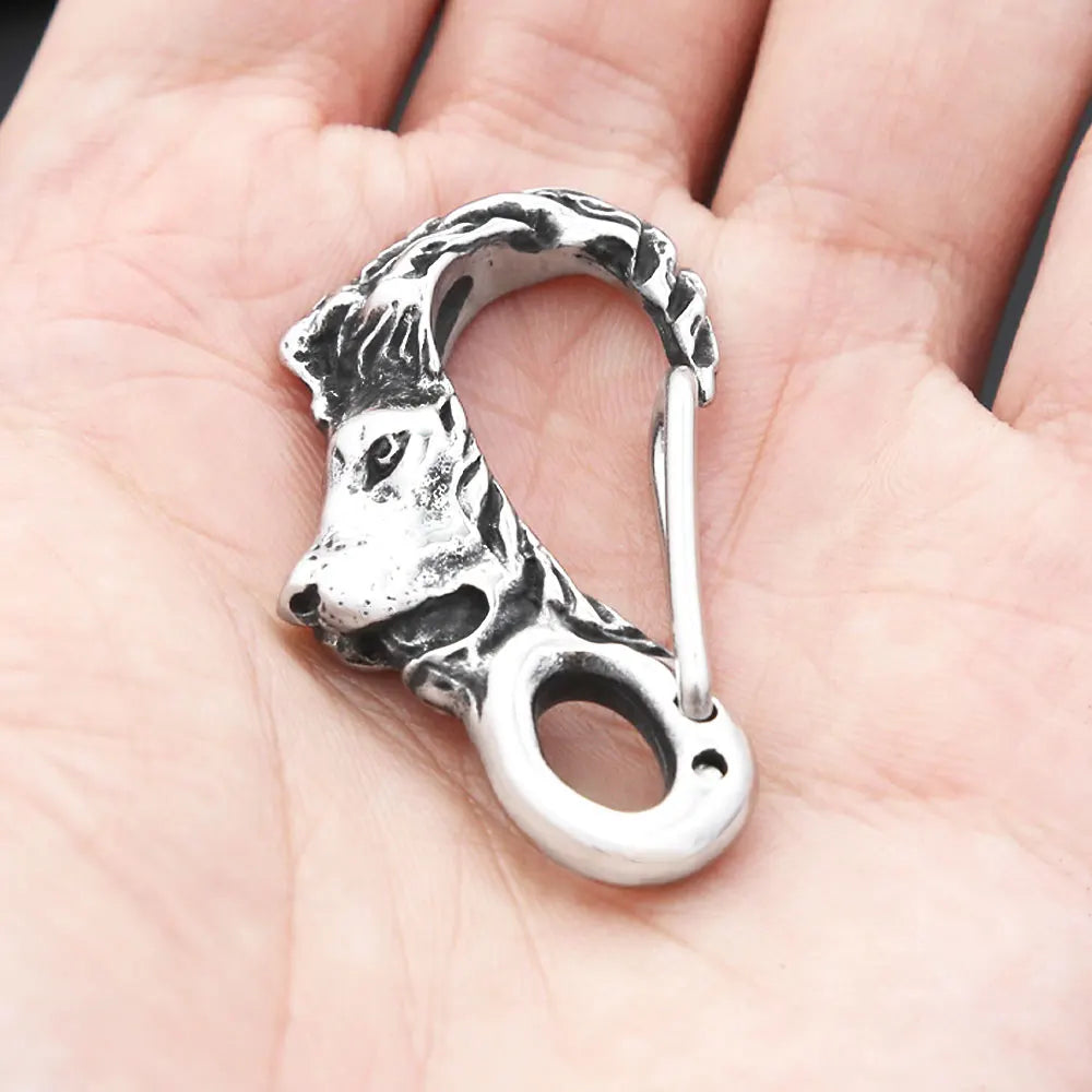 Lion Head Keychain — Stainless Steel