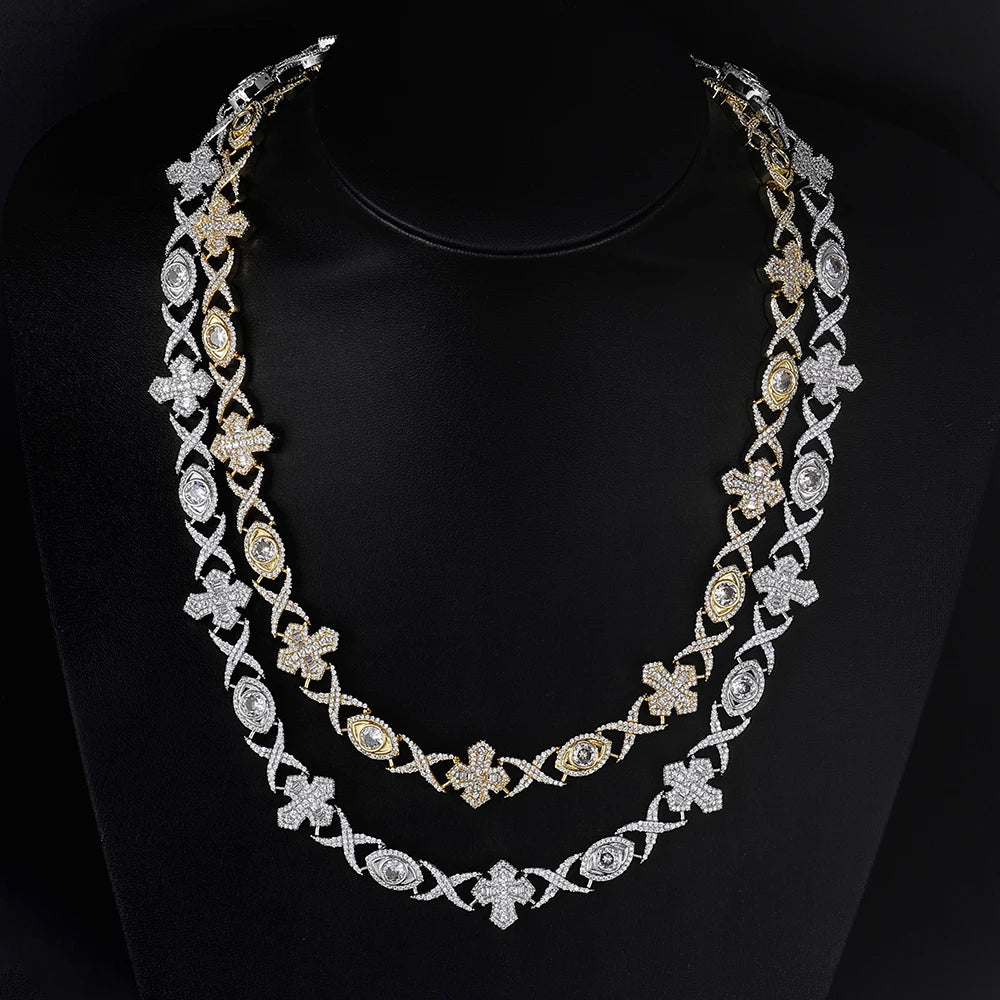 Cross Cuban Chain Necklace Iced Out Stainless Steel
