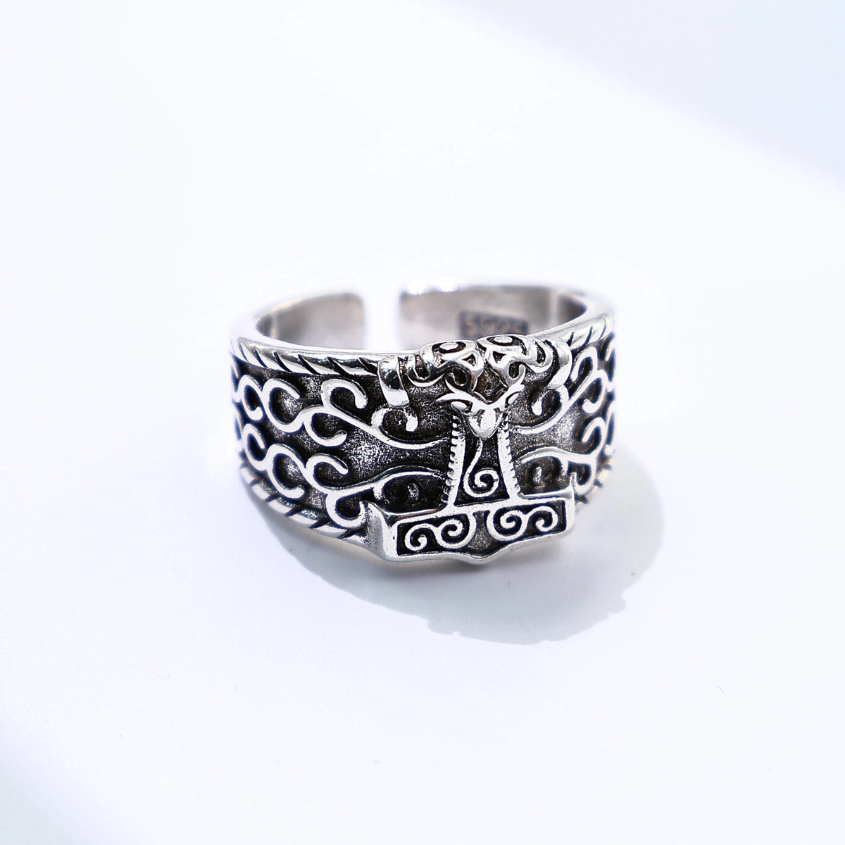 Viking Anchor Open Ring, Silver-Tone — Copper Alloy
