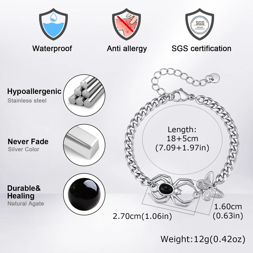 Gothic Spider Butterfly Chain Bracelet for Men — Stainless Steel