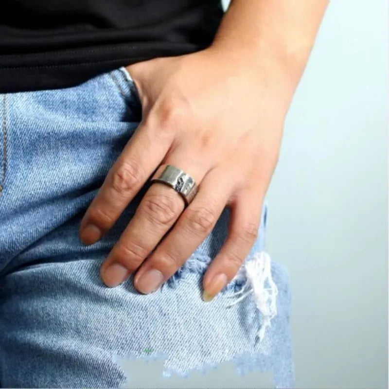 S925 Sterling Silver Rings for Men New Fashion Half Face Skull-head Lettering Pure Argentum Punk Jewelry Amulet Wholesale