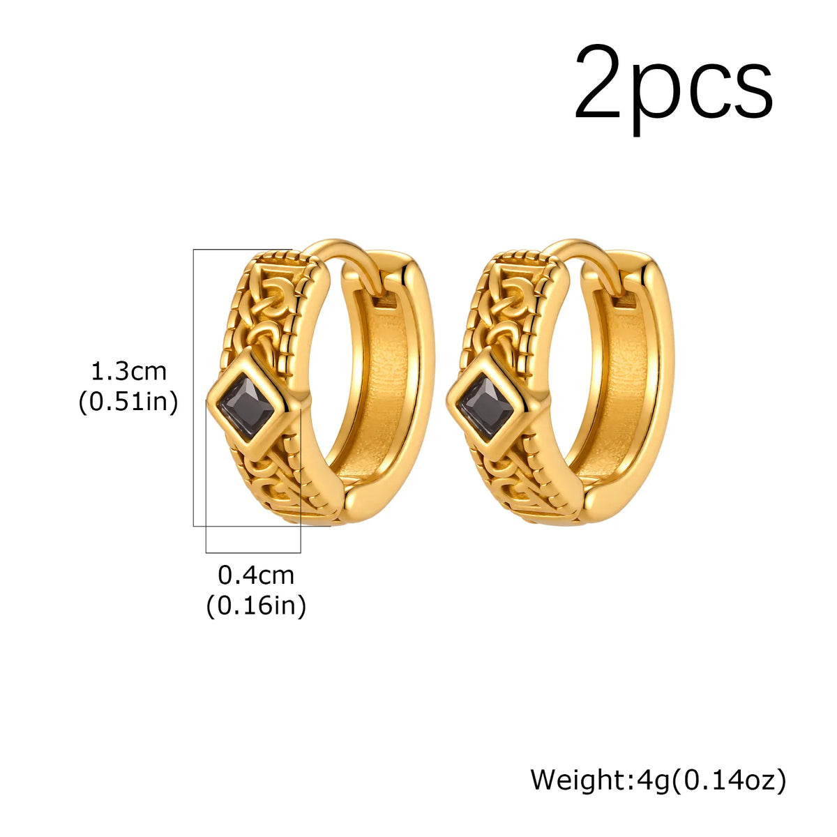 Gothic Rhombus Hoop Earrings for Men — Small, Stainless Steel