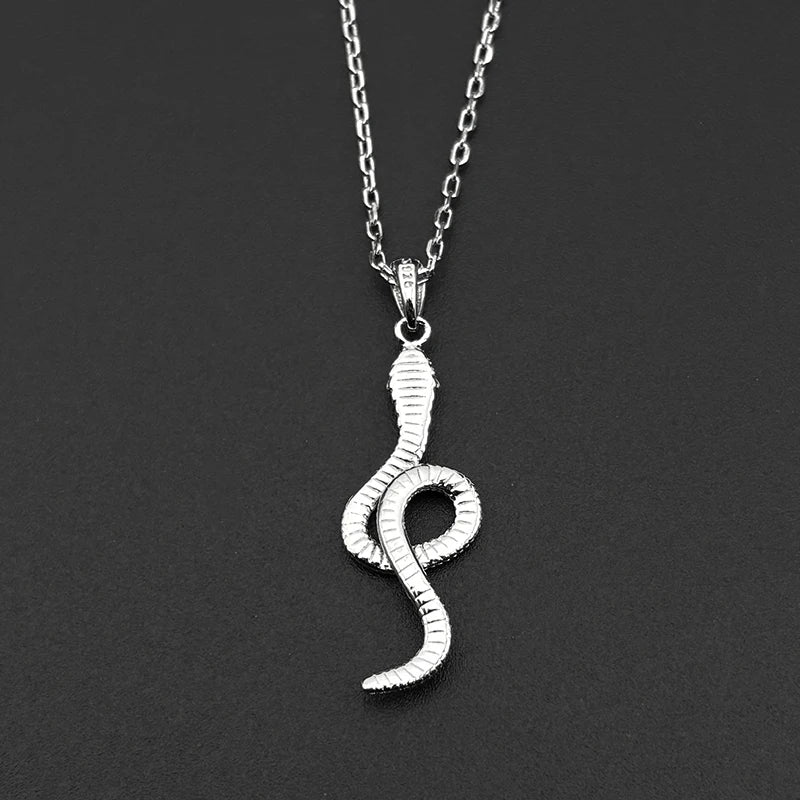925 Silver Snake Pendant Necklace — Silver