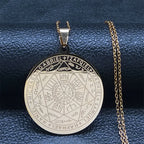 Seven Archangels Amulet Stainless Steel Necklaces Men Seal of Salomon Talisman Christian Protection Jewelry collar
