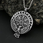 Compass Rune Pendant — Stainless Steel