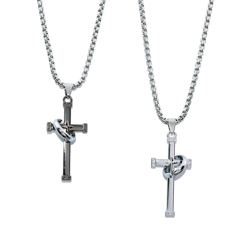 Cross Steel Pendant Japanese Korean Versatile