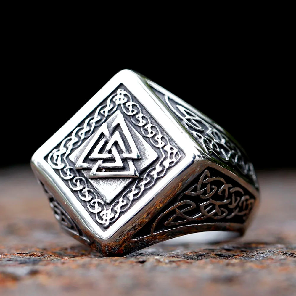 New Vintage 316L Stainless Steel Viking Valknut Amulet Ring Punk Women Men Unisex Jewelry For Party Gift Free Shipping