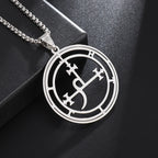 Stainless Steel Vintage Devil Satan Seal Necklace Lilith Solomon Magic Pendant Men's Trend Kabbalah Amulet Jewelry
