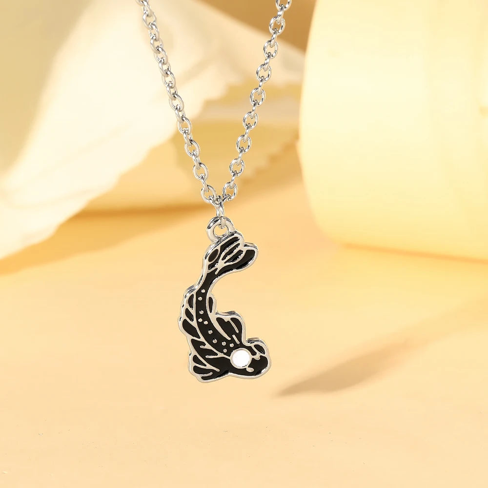 Goldfish Yin Yang Tai Ji Necklace — Black-Tone