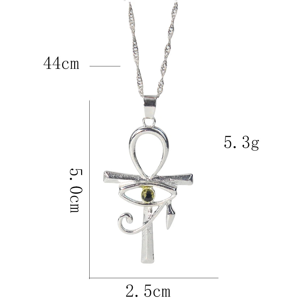 Egyptian Eye of Horus Ankh Cross Necklace Religious Amulet Life Symbol Protection Punk Charm Pendant Choker Jewelry for