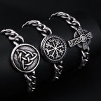 Medieval Norse Viking Rune Wolf Bracelet Man Stainless Steel Valknut Witch Knot Compass Bracelet for Men Scandinavian