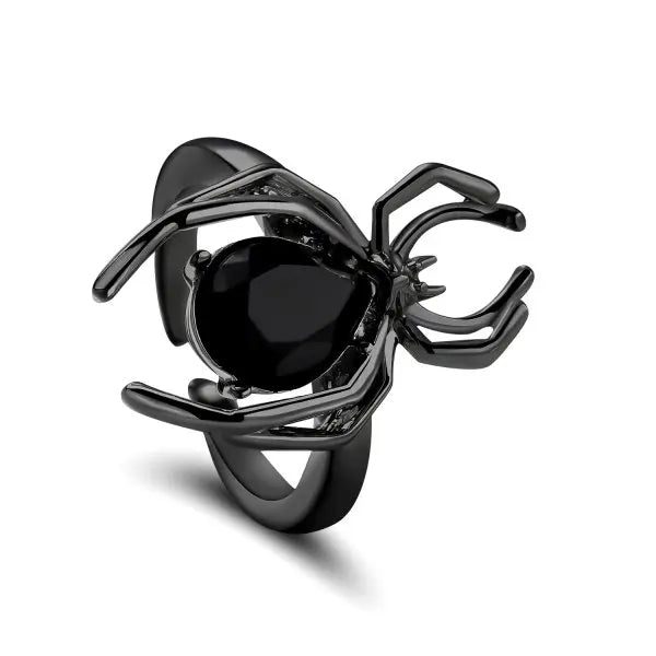 Gothic Spider Web Wide Open Ring Antique Silver — Zinc Alloy