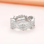 Angel Wing Feather Band Ring for Women — Silver-Tone