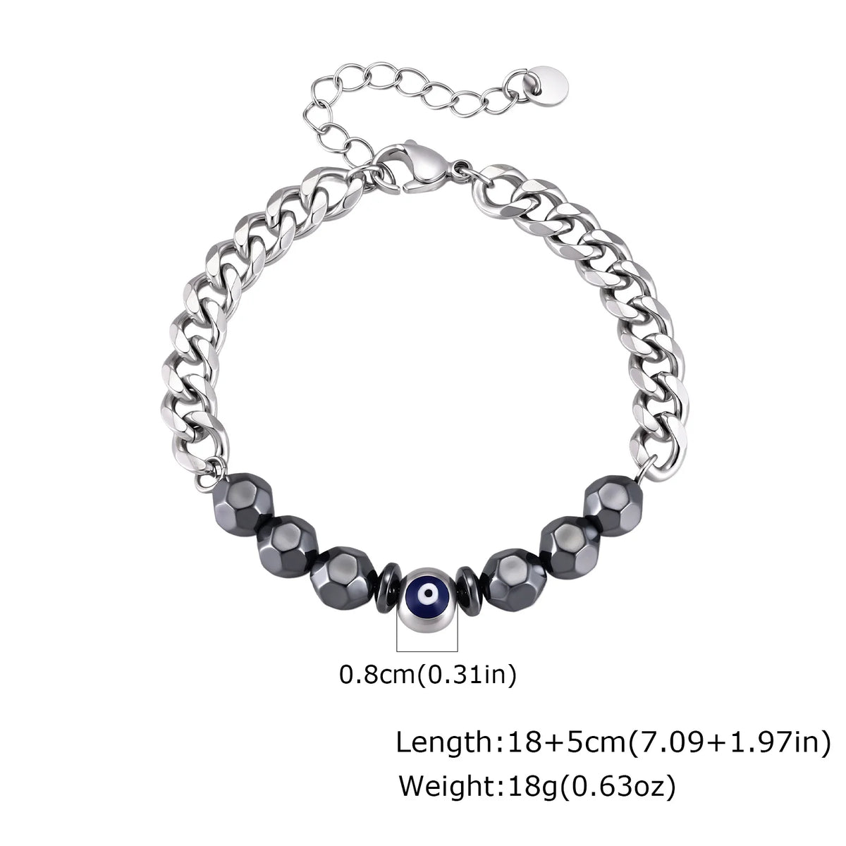 Evil Eye Cuban Chain Bracelet — Stainless Steel