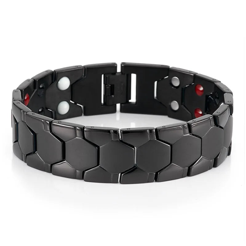 16MM Gold Color Stainless Steel Men's Magnetic Therapy Bracelets For Arthritis Pain Relief and Carpal Tunnel Bracelet