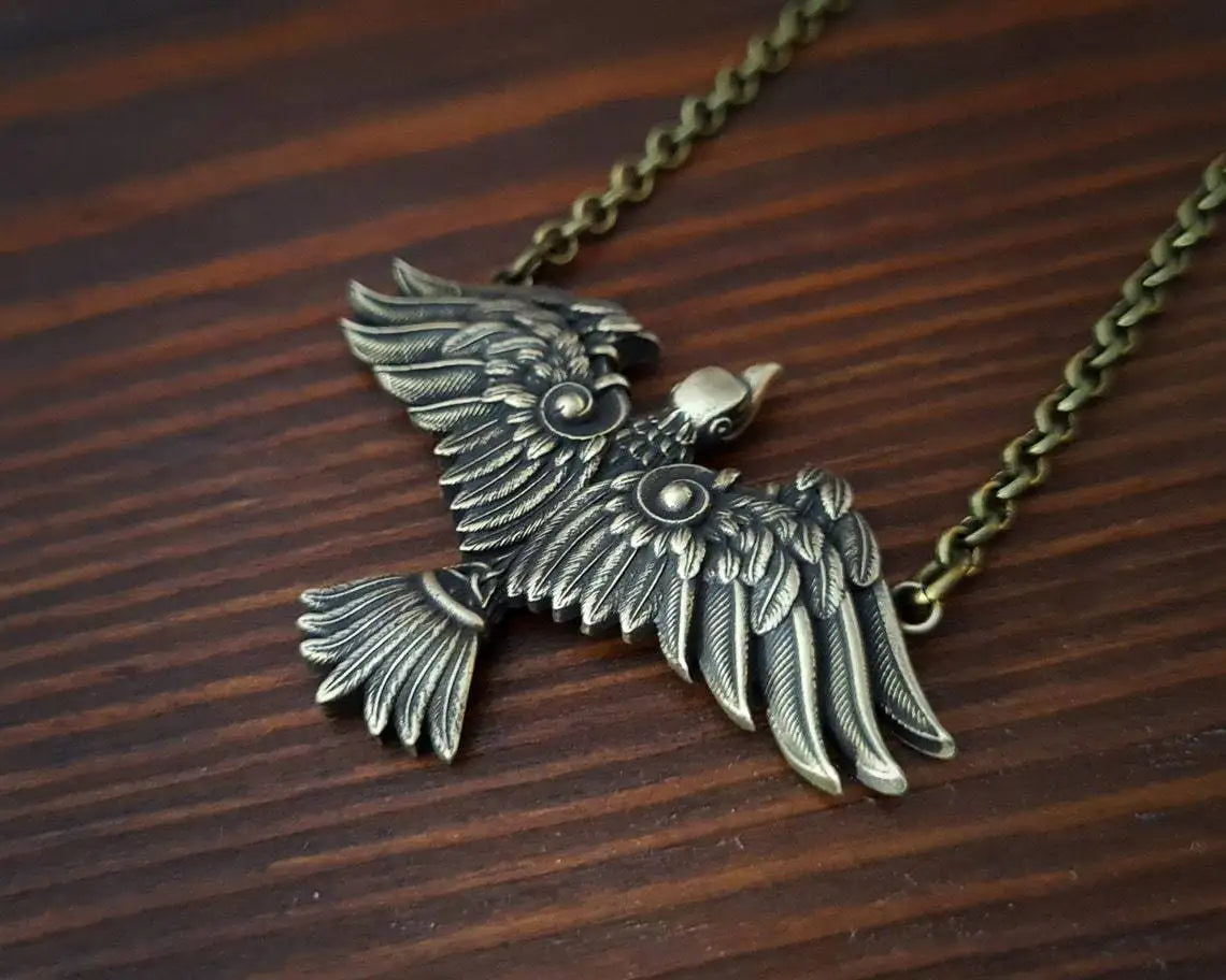 Viking Crow Wings Choker Necklace — Gothic, Zinc Alloy