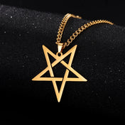 VASSAGO Stainless Steel Inverted Pentacle Necklace Gothic Pentagram Pendant Occult Amulet Witchcraft Satanic Jewelry