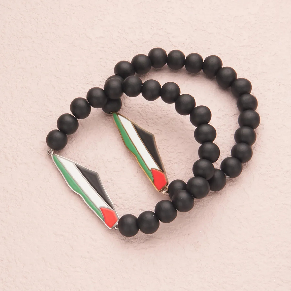 Palestine Flag Steel Bracelet Beaded Hand