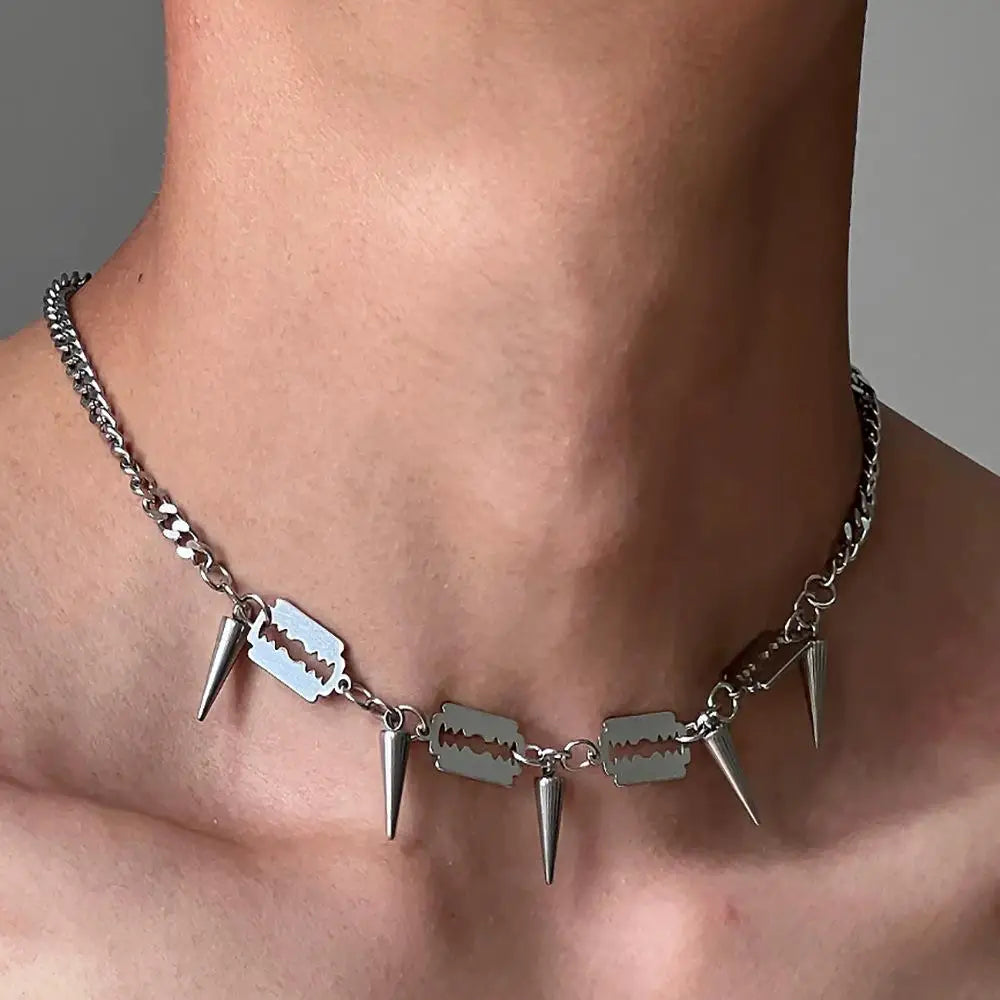 Punk Razor Spike Pendant Necklace