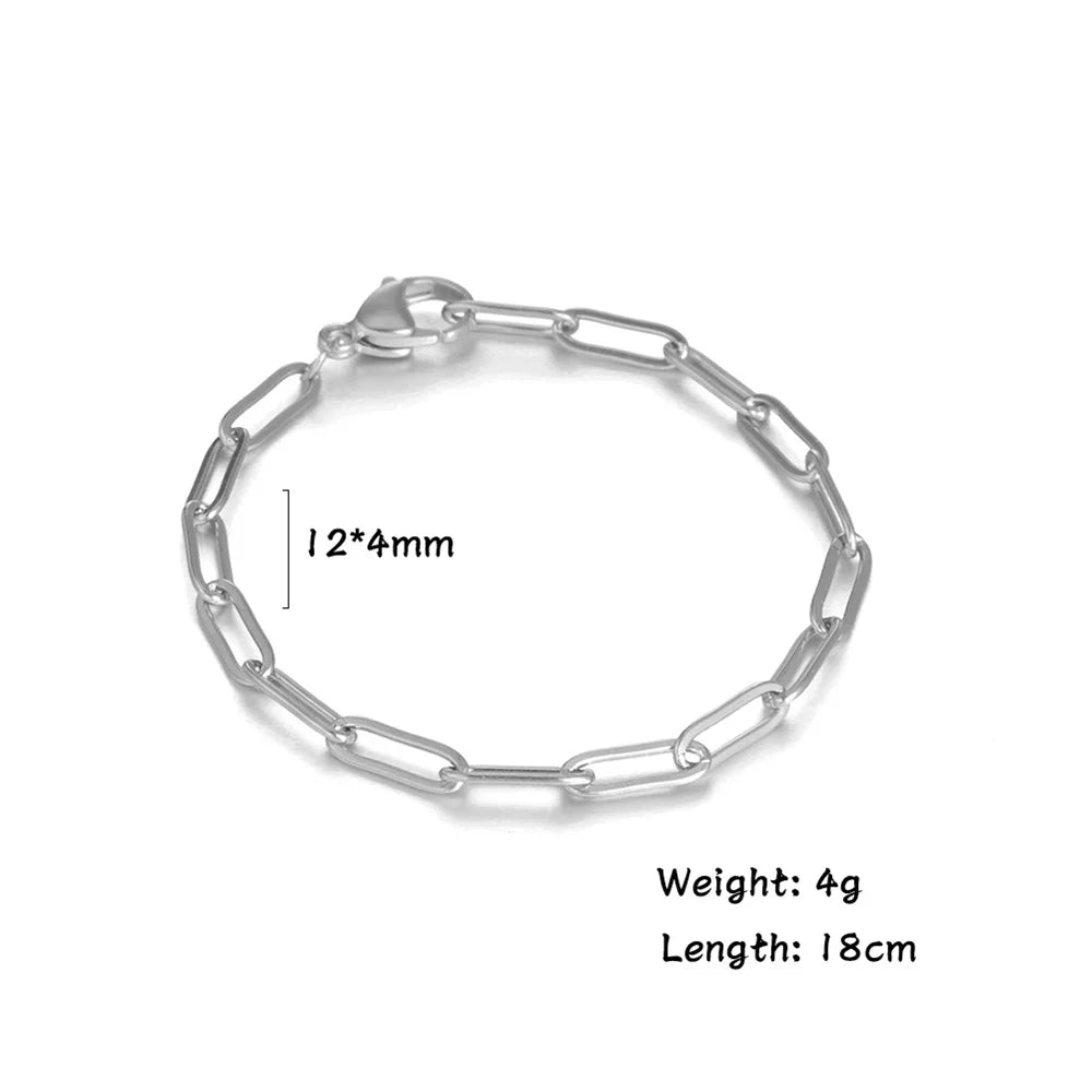 Paperclip Cable Chain Bracelet — Stainless Steel