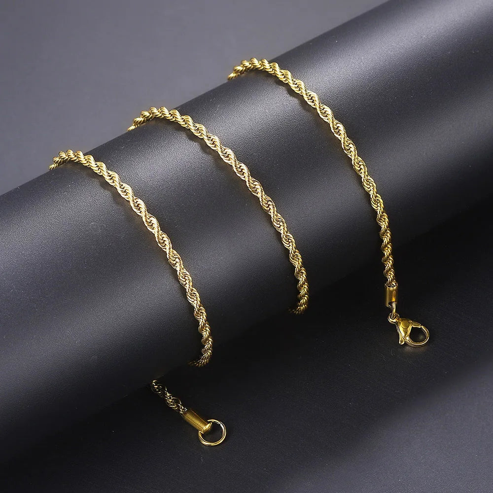 Rope Chain Necklace Two-Tone Stainless Steel 3MM