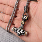 Multi Style Beaded Viking Thor's Hammer Pendant Necklace Stainless Steel Necklace Men Biker Mjolnir Amulet Jewelry