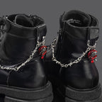 1pc Trendy Metal Shoe Chain - Gothic Skull Moth Pendant Classic Combat Boot Accessories Punk Charm Street Style Shoe