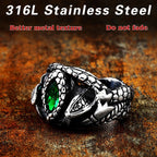 Vintage 316L Stainless Steel Aragorn II Barahir Snake Rings With Green Stone Eye For Men Women Fashion Punk Jewelry Dropshipping