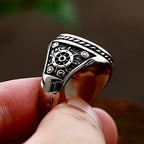 Skull Dagger Steel Ring Vintage Unique Double