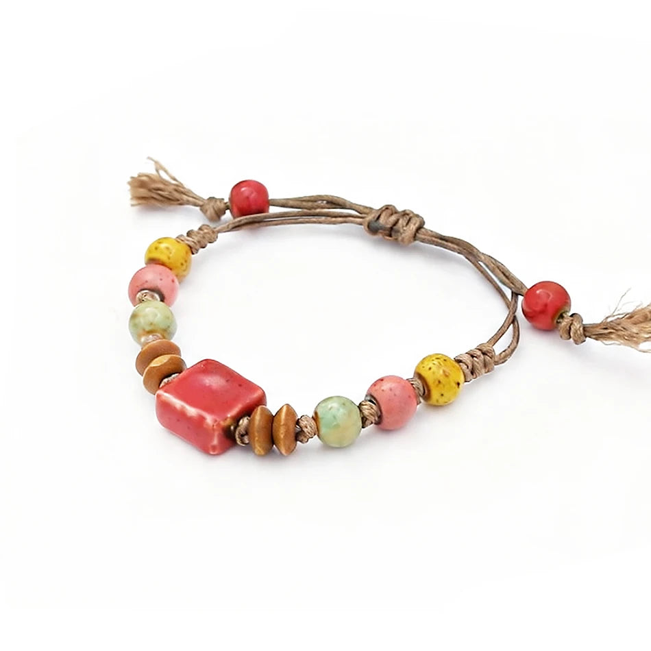 Rope Ceramic Bead Bracelet — Stainless Steel